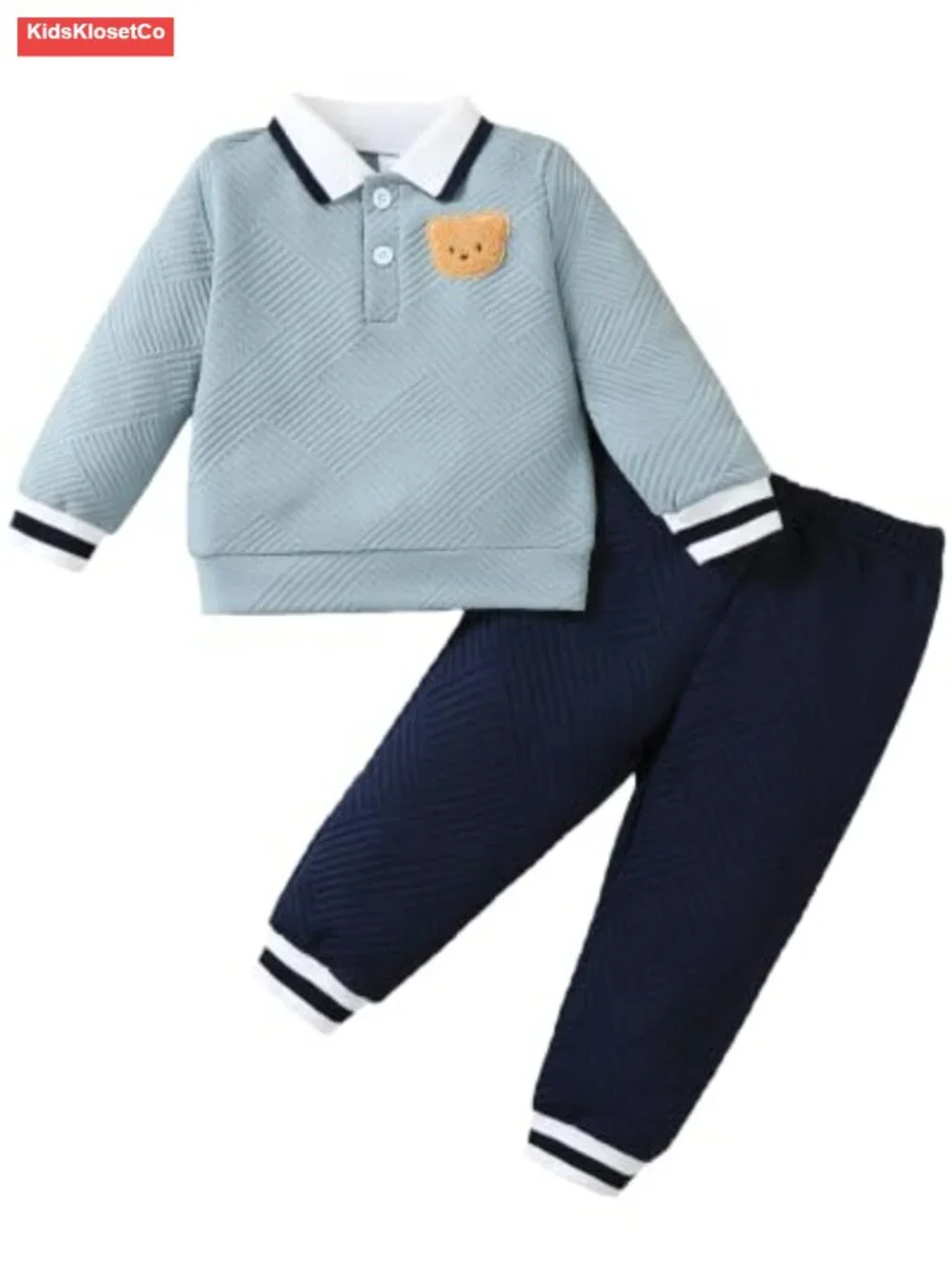 Toddler Boy Sweatsuit Two Piece Set Long Sleeve Polo Top Jogger Pants